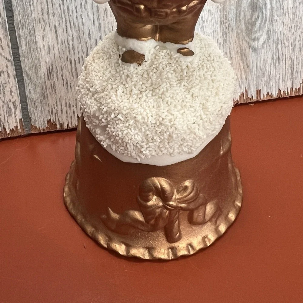 Vintage World Bazaars Inc. Holiday Collection Gold Suited Porcelain Santa‎ Bell